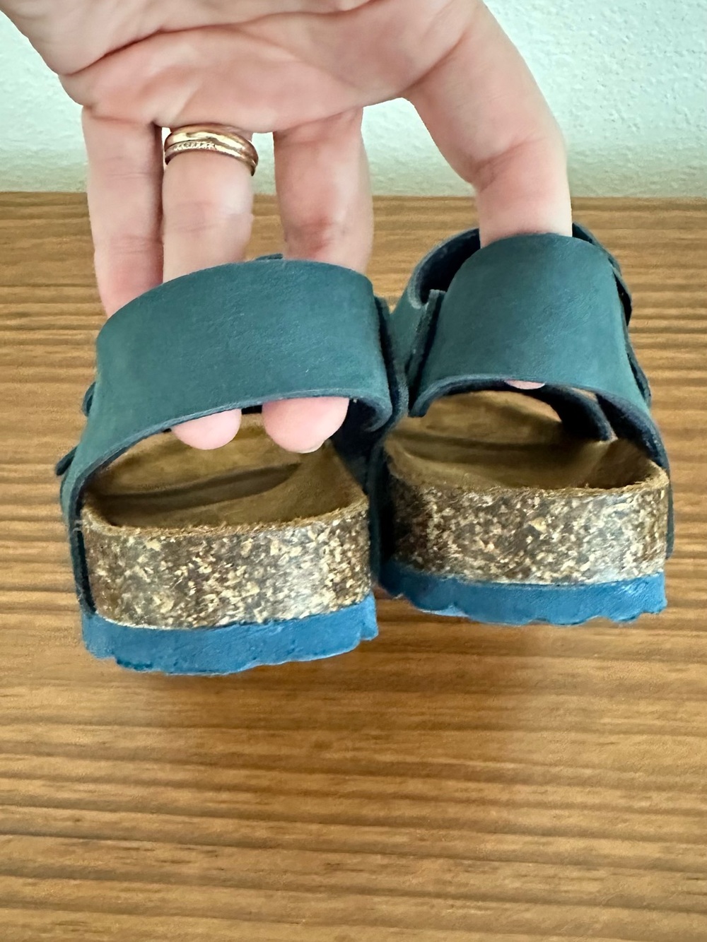 Turquoise Suede Kids Buckle Sandals - Goldenstar - Picture 7 of 8